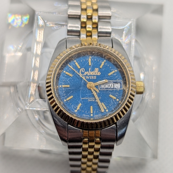 Gold and Silver Watch with Blue Dial - Picture 2 of 3
